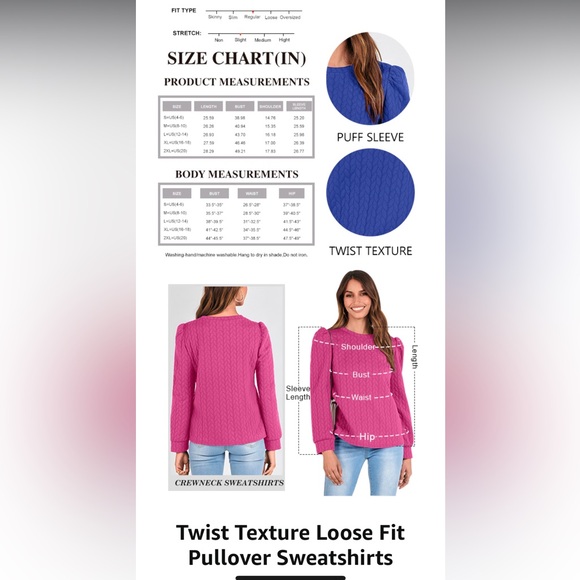 Women's Lapis Blue Puff Sleeve Sweatshirt - Picture 8 of 8